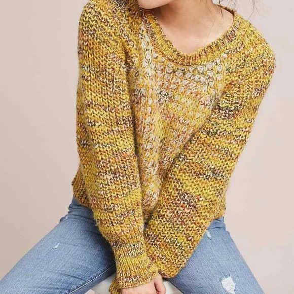 Anthropologie Sweaters - Anthropologie Moth Hillwalk golden chunky sweater - Sz XL